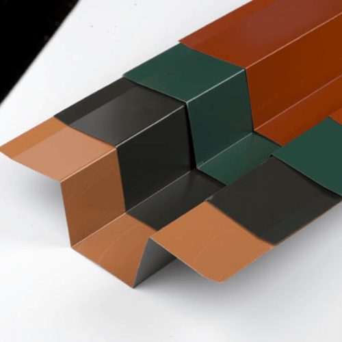 Ridge valley flashings in brown, green and charcoal