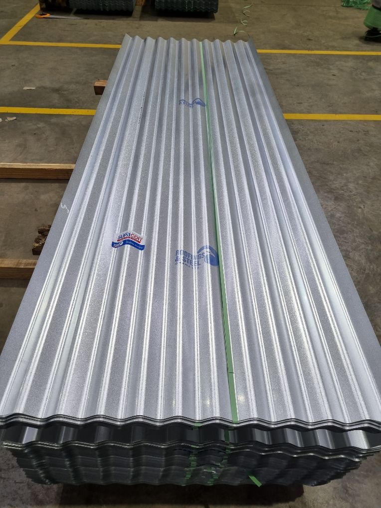 Freshly corrugated Aluzinc roofing sheets