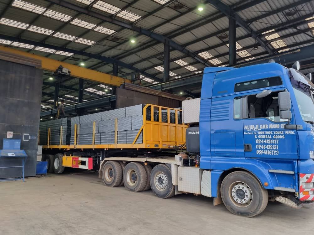 Loaded RSG delivery truck leaving the factory