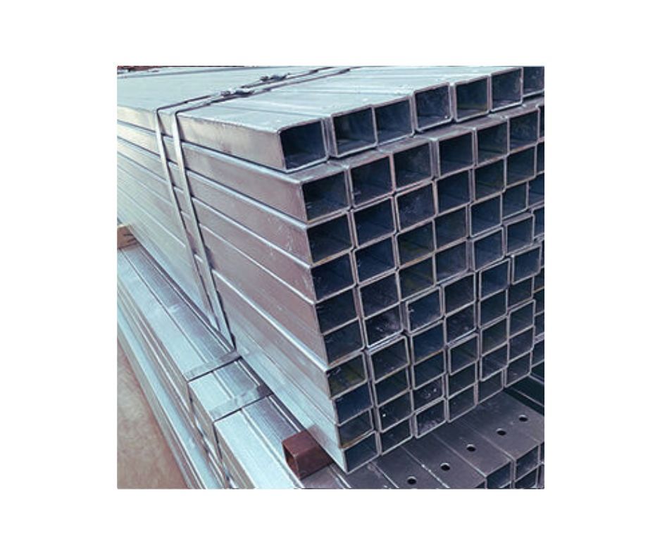 Stack of galvanised rectangular tubes