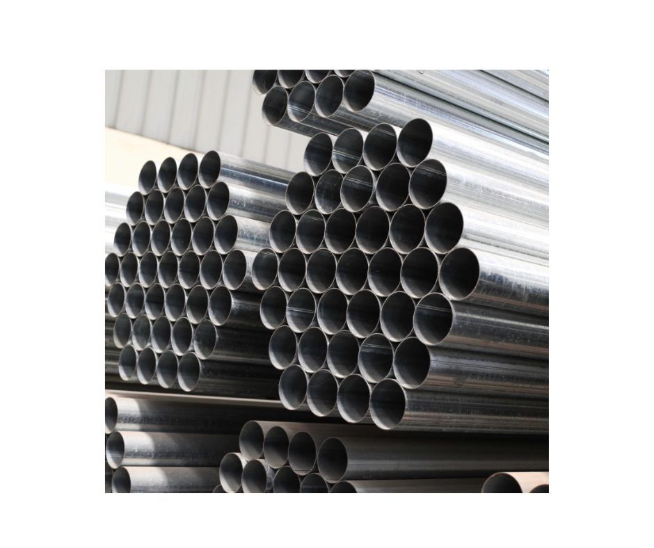 Galvanised round pipes in a bundle